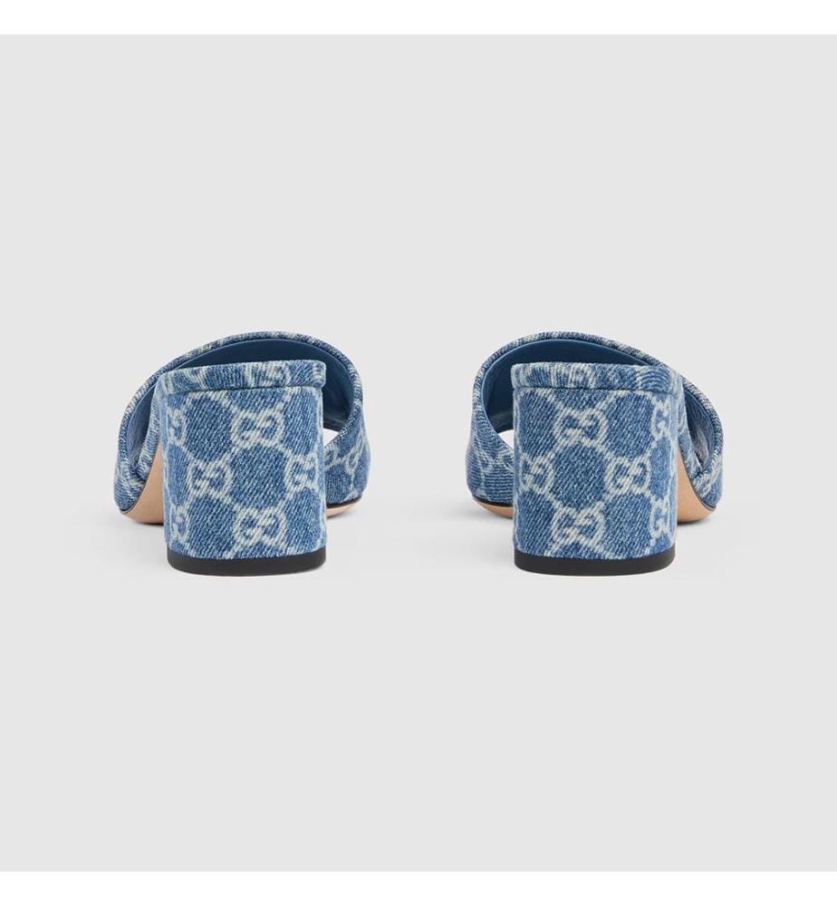 Gleitsandale mit Hufeisen - Blue Denim