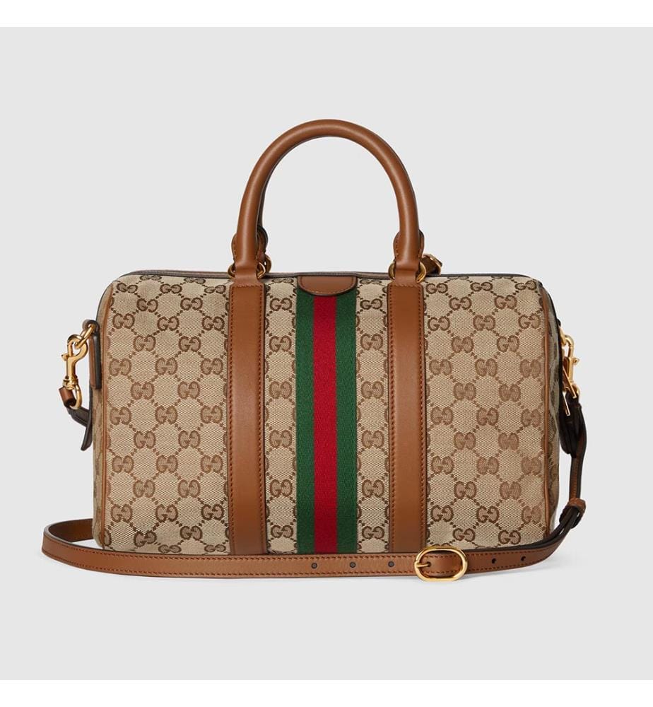 Ophidia Medium Boston Bag - Brown
