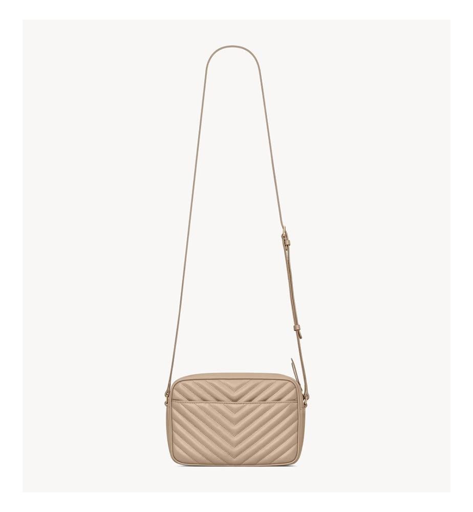 Lou-Umhängetasche aus gestepptem Leder - Beige