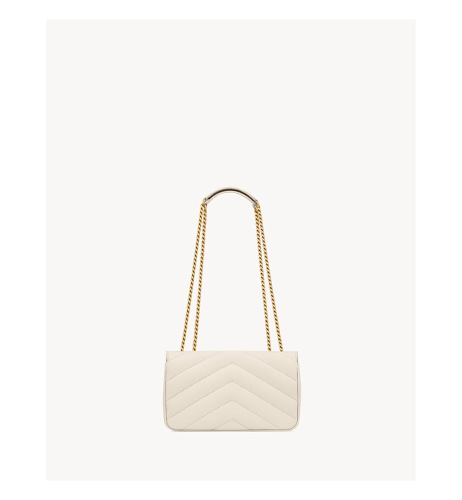 Kleine, gepolsterte Ledertasche - Loulou - Weiss