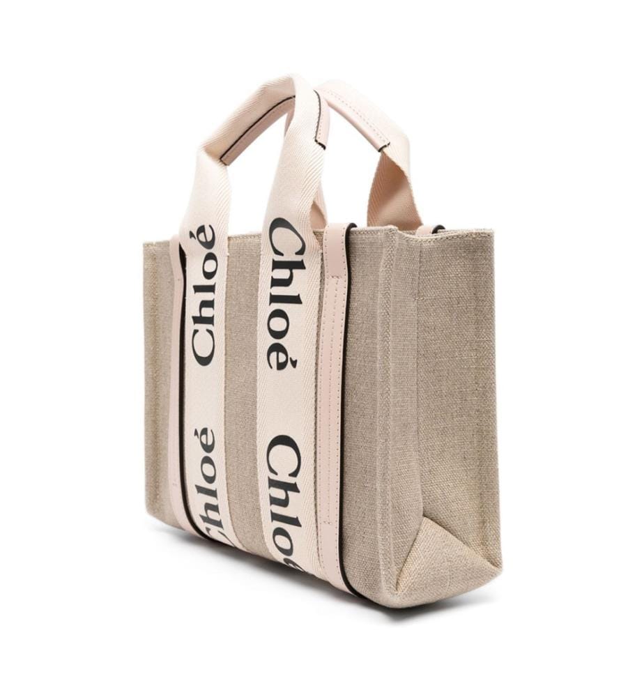 Tote piccola in tela Woody - Rosa cemento