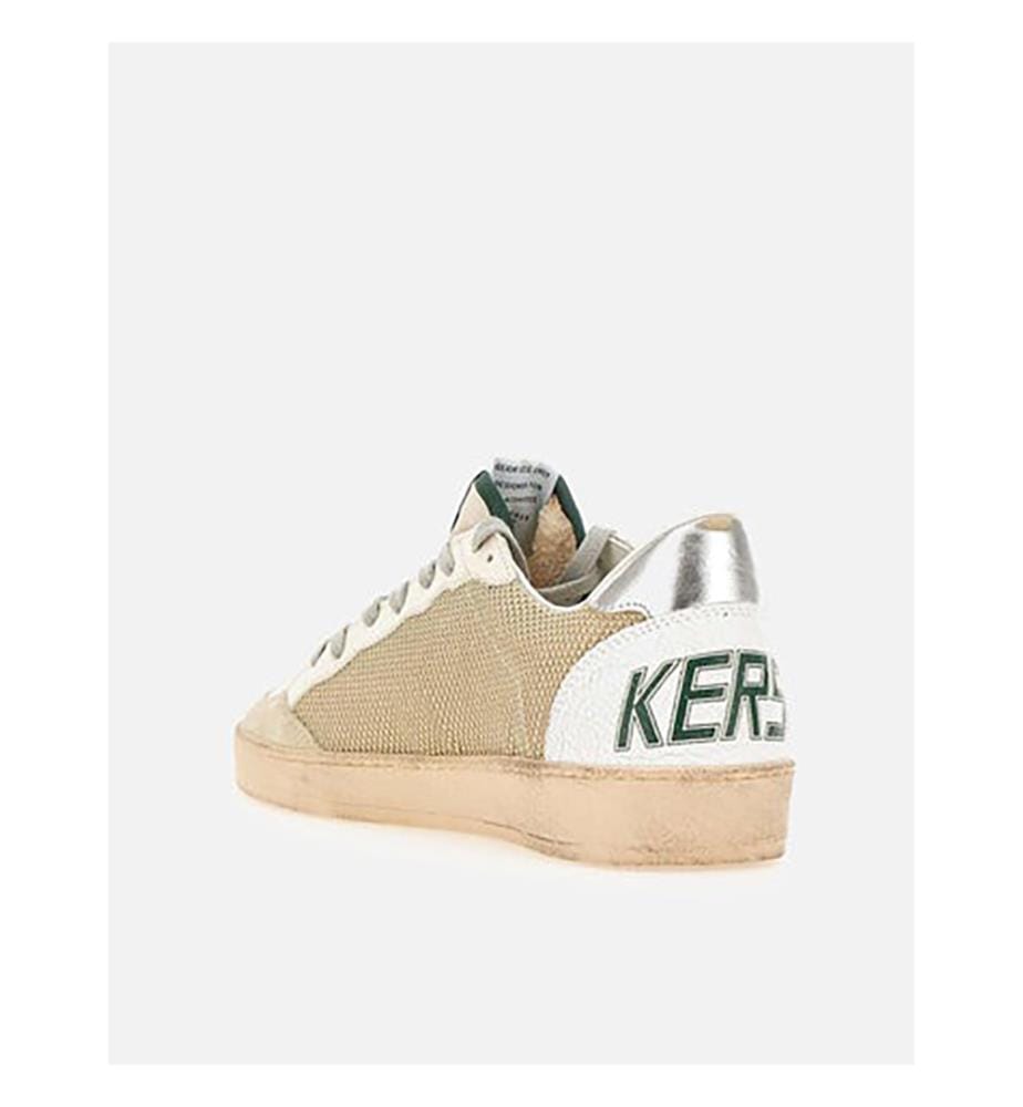 Ball Star Sneakers - Weisser Milchmarmor & Grün & Silber Weiss
