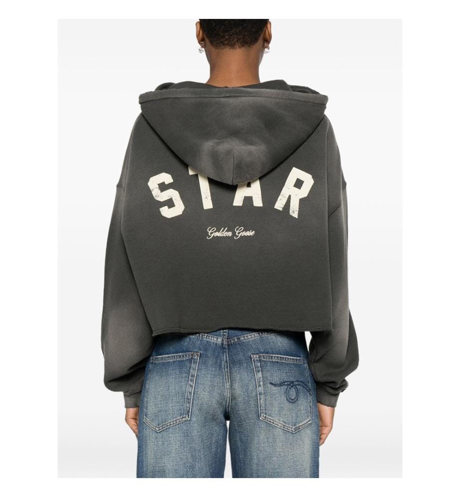 Star Cropped Hoodie - Anthrazit