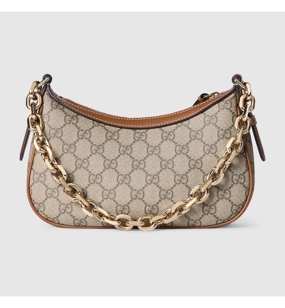 Umhängetasche „Emblem“ – Beige und Dunkelbraun