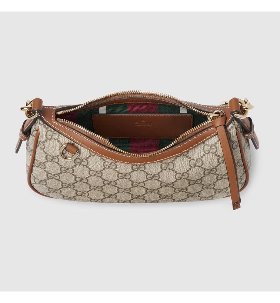 Umhängetasche „Emblem“ – Beige und Dunkelbraun