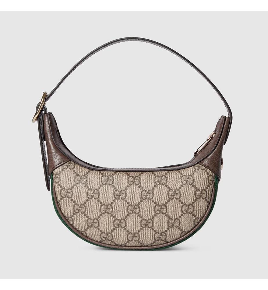 Kleine Ophidia-Umhängetasche – Beige und Dunkelbraun
