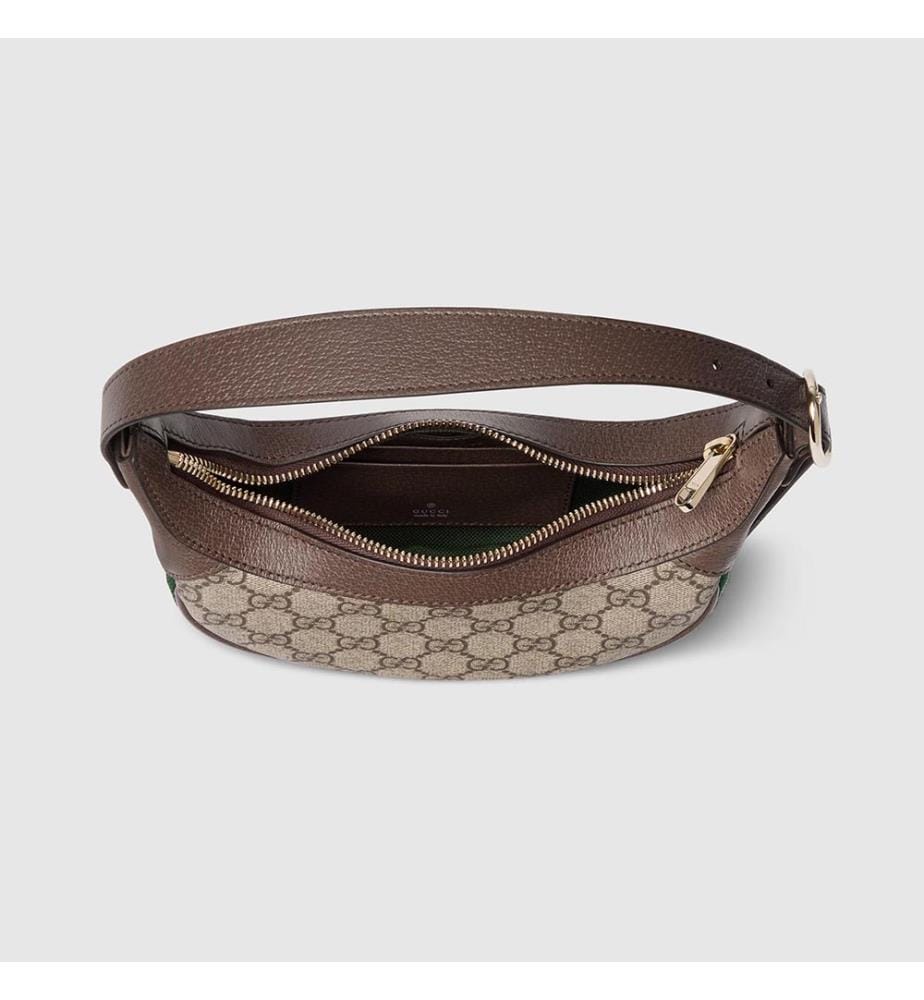 Kleine Ophidia-Umhängetasche – Beige und Dunkelbraun