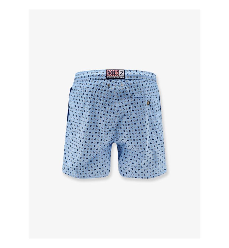 Pantaloncini da bagno in nylon con microfantasia all-over - Blu
