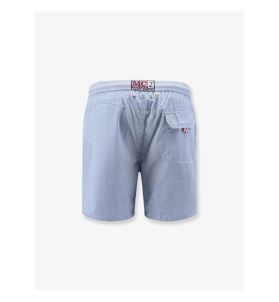 Boxer da bagno in misto nylon con micro fantasia - Blu