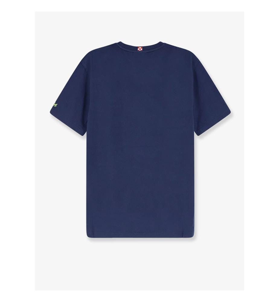 T-shirt in cotone Portofino con logo ricamato sul davanti - Blu