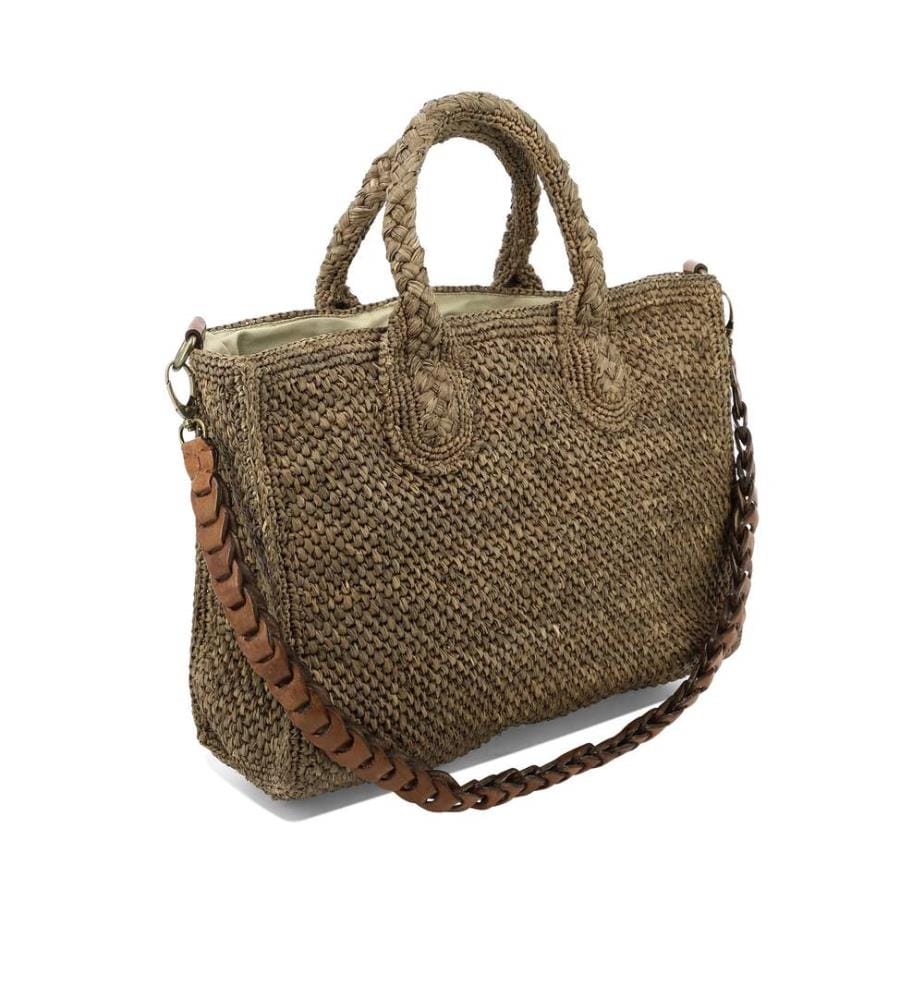 RARY Dark Tea Raffia rectangular bag - Brown