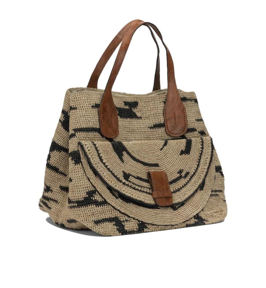LAZA II Tee Grosser Beutel in natürlichem RAFFIA - Beige