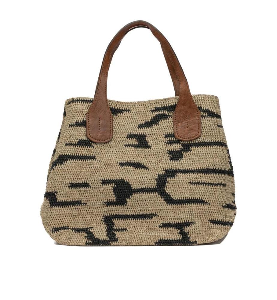LAZA II Tee Grosser Beutel in natürlichem RAFFIA - Beige