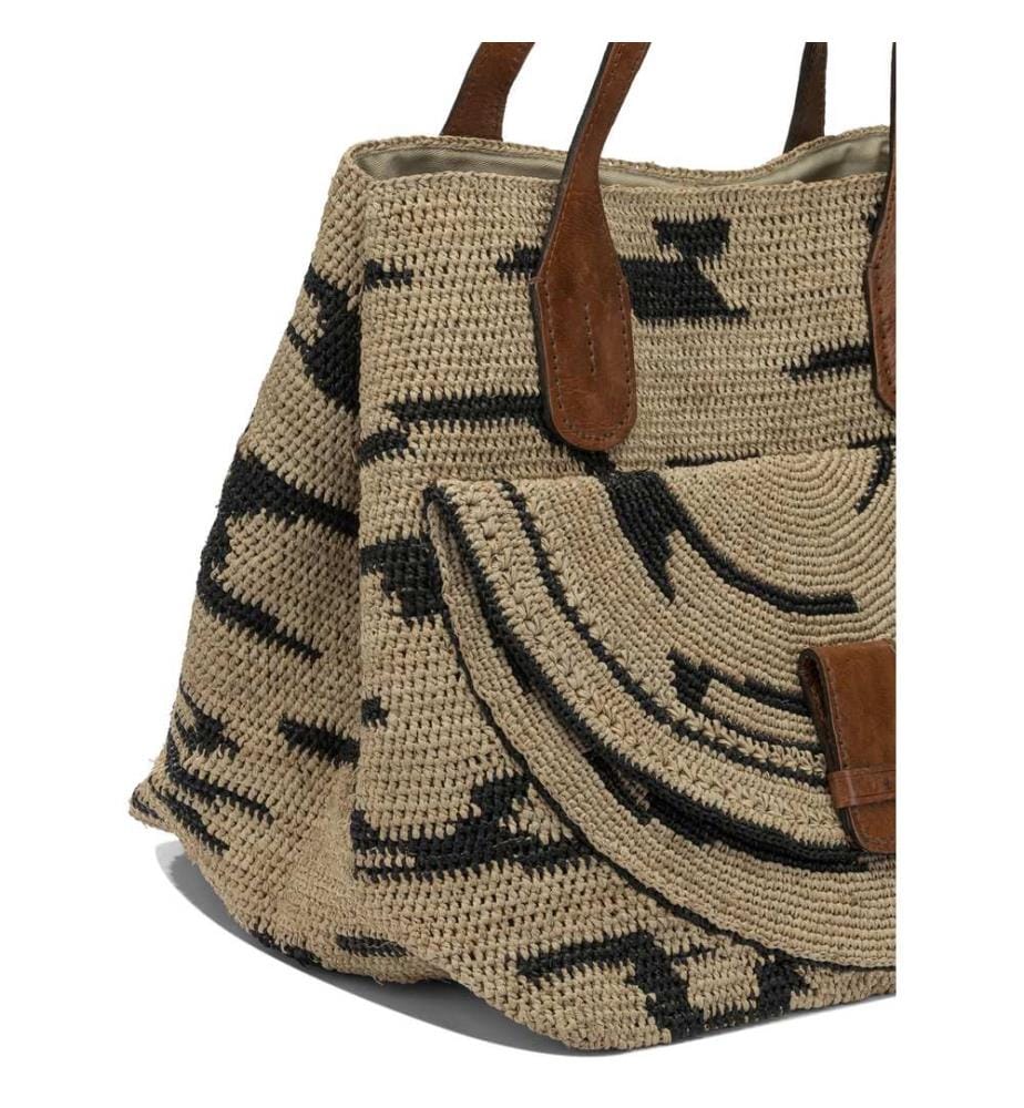 LAZA II Tee Grosser Beutel in natürlichem RAFFIA - Beige