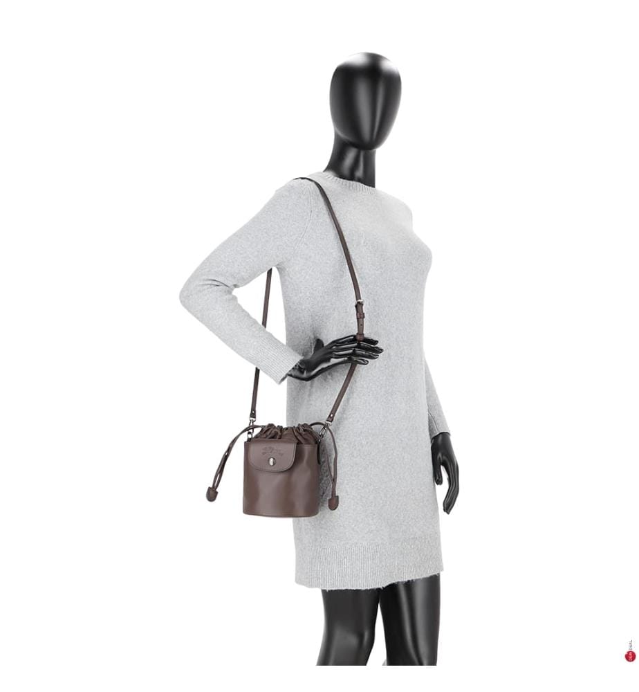 XS Le Pliage Xtra Leather bucket bag - Moka