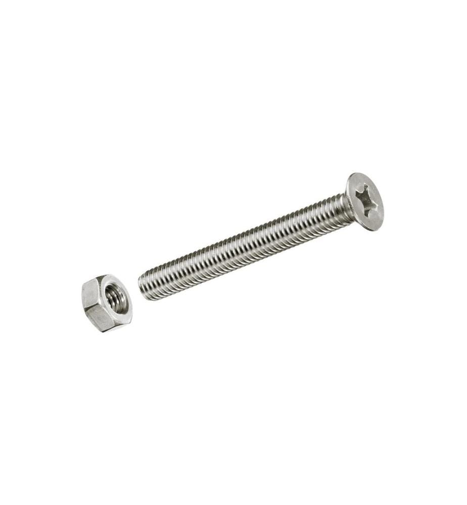 FTM - Vis métriques M 4 x 16 mm, avec écrous, Acier inoxydable, 8 pièces