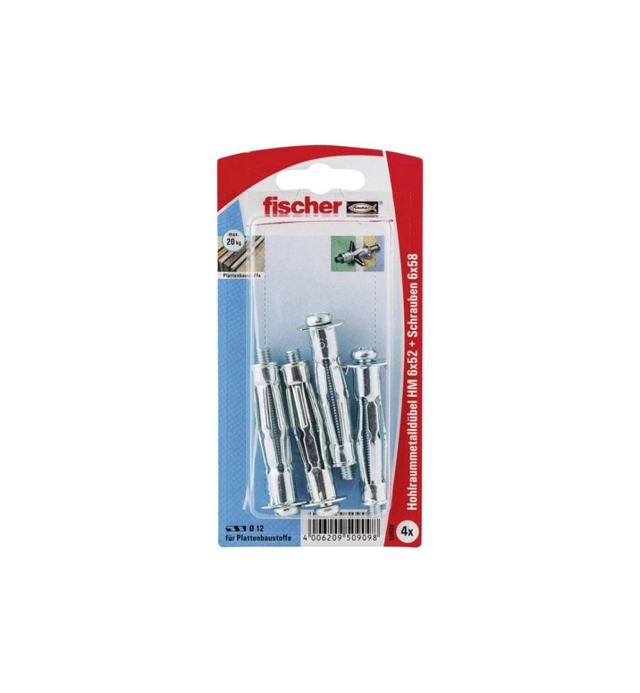 FISCHER - Hohlraumdübel  HM 6 x 52 S, 4 Stück