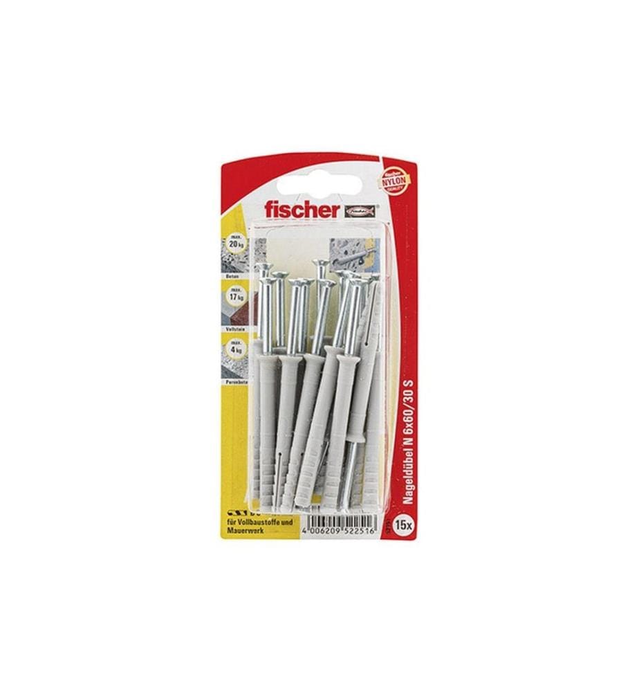 FISCHER - Cheville à clouer  N 6 x 60 / 30 S, 15 Pièce/s