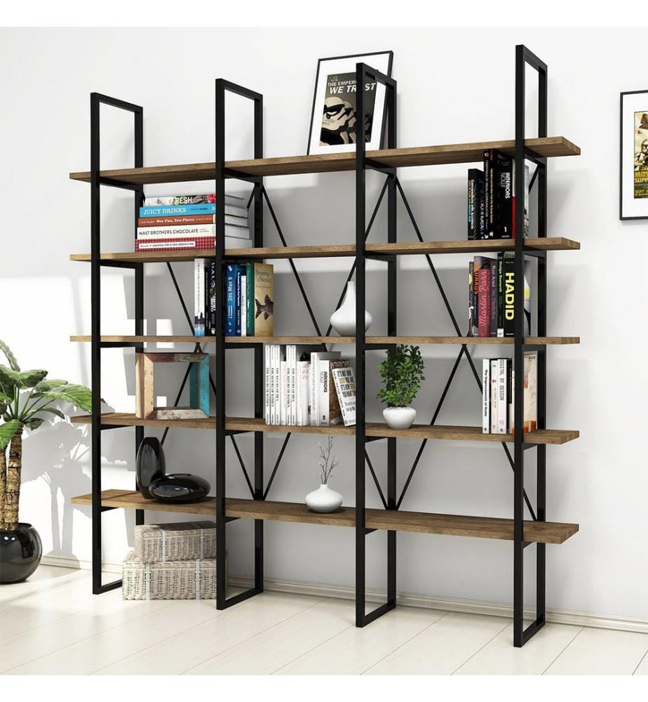 Bücherregal Beylerbeyi - Braun und Schwarz