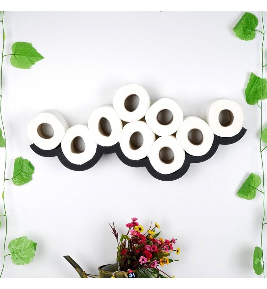 Toilettenpapierhalter, Schwarz, Holz