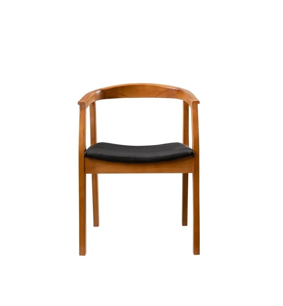 Stuhl - Walnuss Schwarz Kunstleder