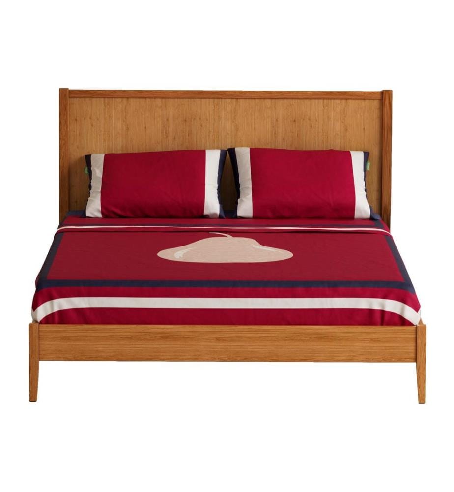 4-Piece Double Bed Sheet Set: Top Sheet (240x290cm With A 5cm Hem) + Bottom Sheet (175x200cm + 25cm Flap) + 2 Pillowcases (50x80cm)