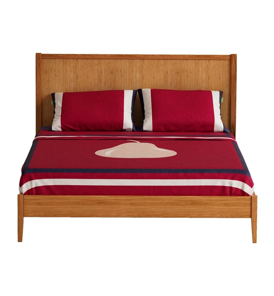 Parure de lit 4 pièces (drap du dessus 260x280 cm + drap du dessous 200x200 cm + 2 taies 50x80 cm) - Rouge et Bleu