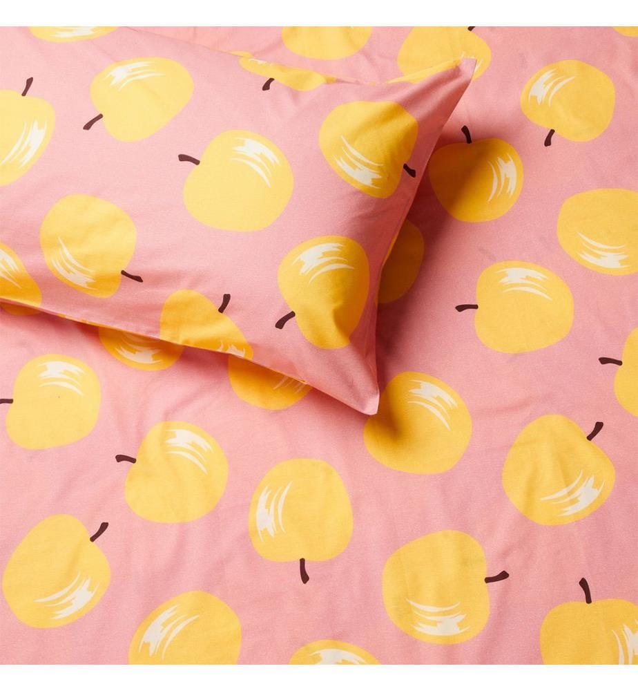 Parure de lit 4 pièces (drap du dessus 240x290 cm + drap du dessous 175x200 cm + 2 taies 50x80 cm) - Rose et Jaune