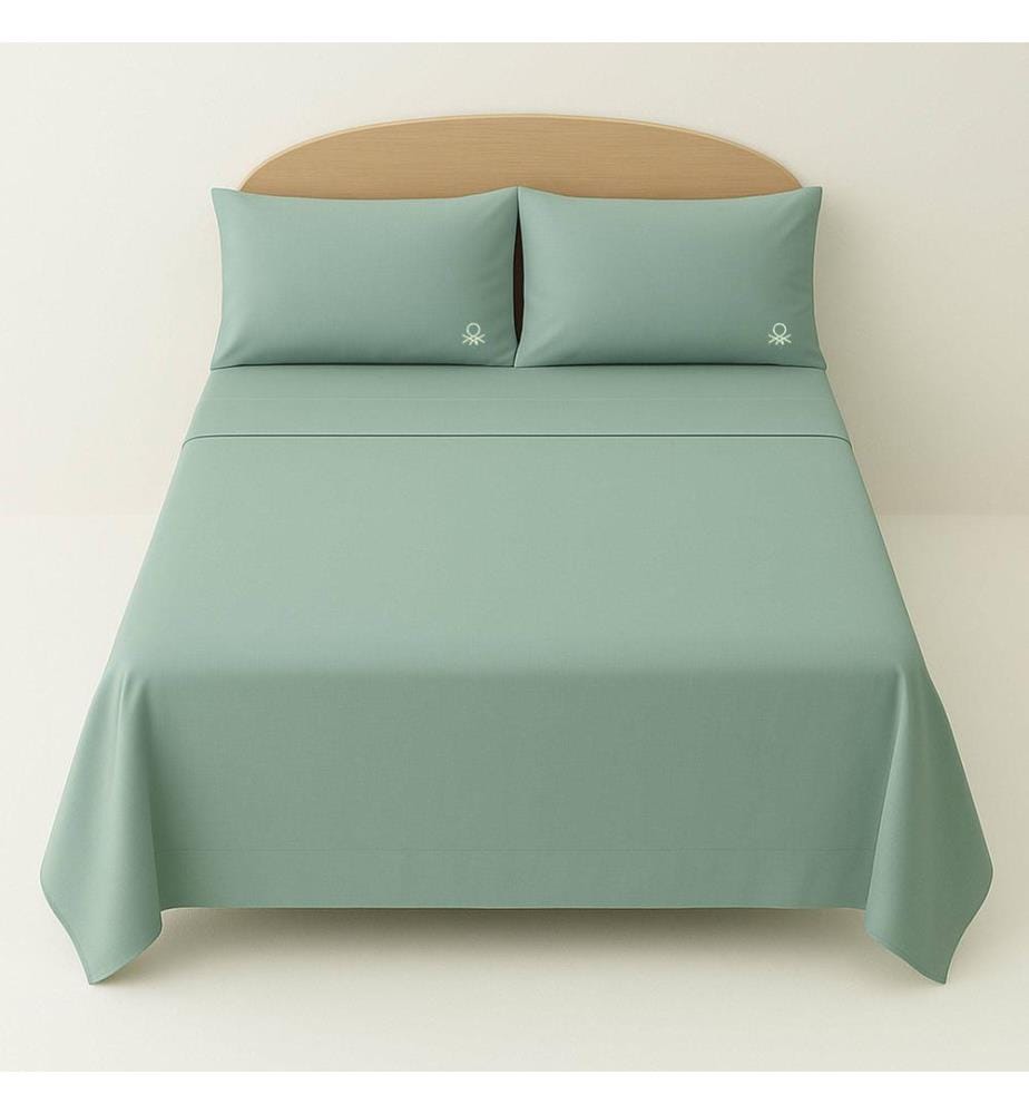 Set 4 Pièces Double Sheet : Drap plat (180x290cm avec ourlet simple de 5cm) + Drap-housse (120x200+25cm rabat) + 2 Taies d'oreiller (50x80cm) 100% Alg