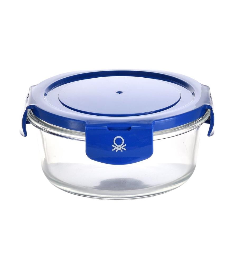 Lot de 4 boîtes rondes hermétiques de 570ml avec couvercle bleu