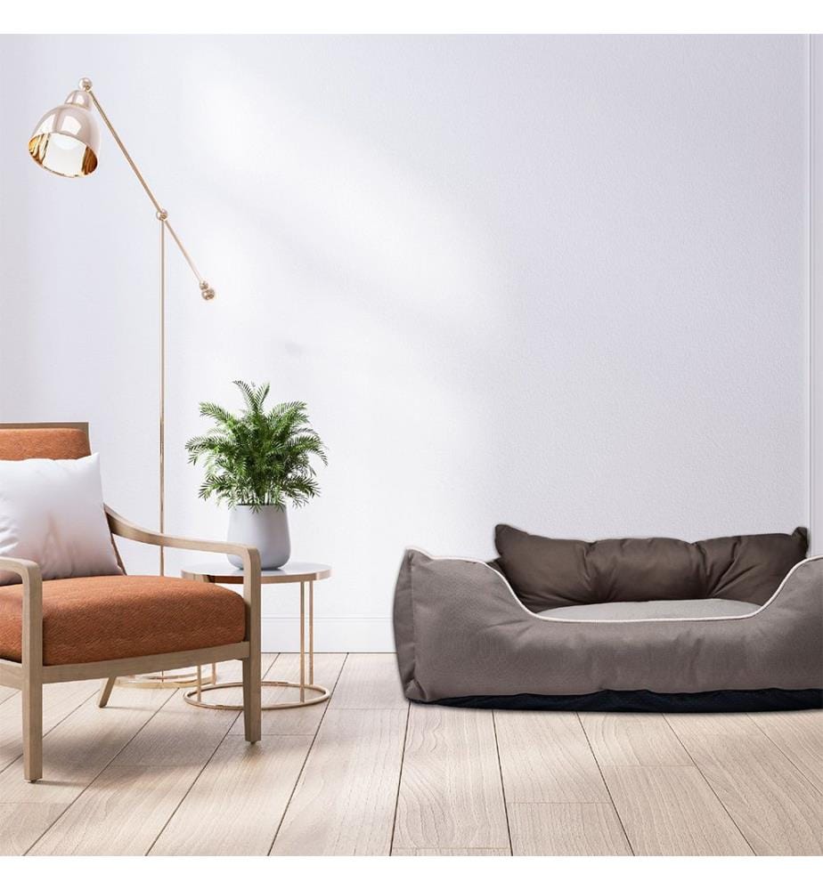 Haustierkorb 75 x 60 x 25cm Braun und Haustiermantel 35cm Blau