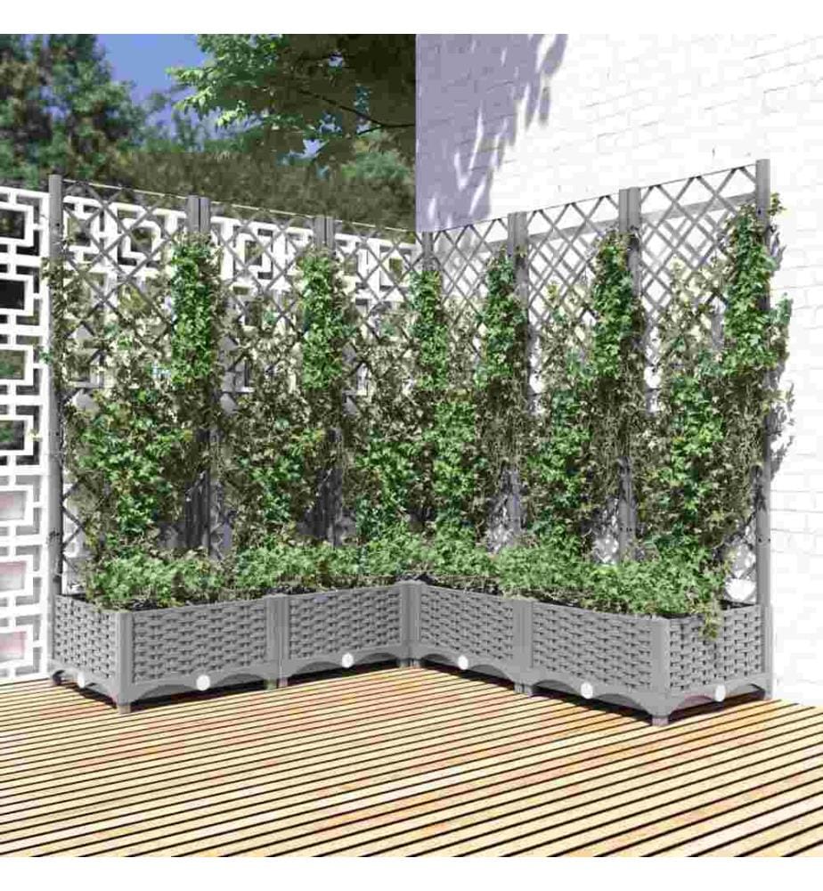 Jardinière avec treillis Gris clair 120x120x121,5 cm PP