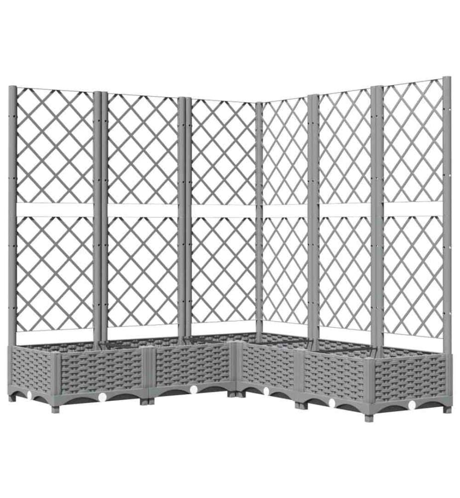 Jardinière avec treillis Gris clair 120x120x121,5 cm PP