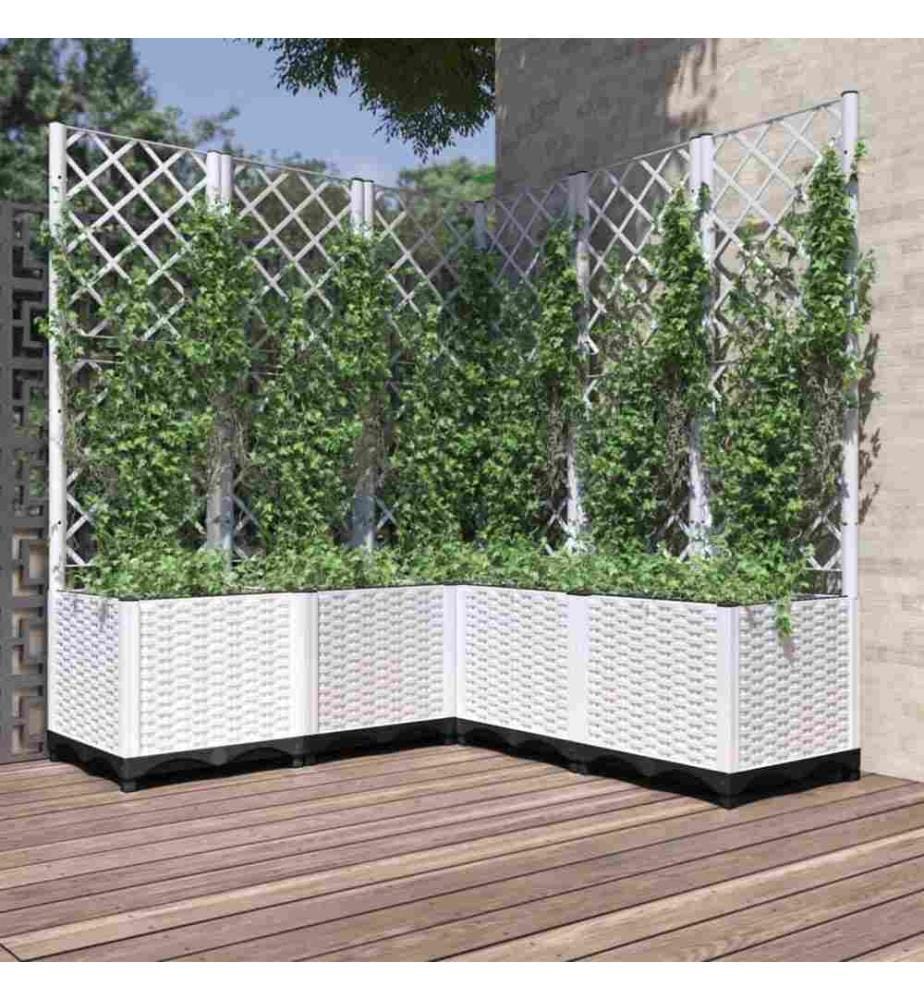 Jardinière avec treillis Blanc 120x120x136 cm PP