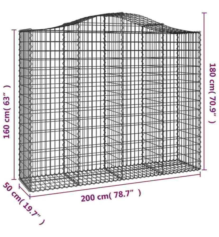 Panier de gabions arqué 200x50x160/180 cm Fer galvanisé