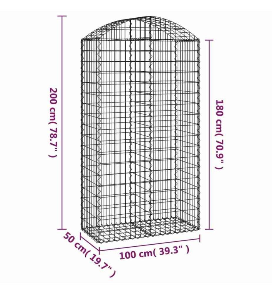 Panier de gabions arqué 100x50x180/200 cm Fer galvanisé