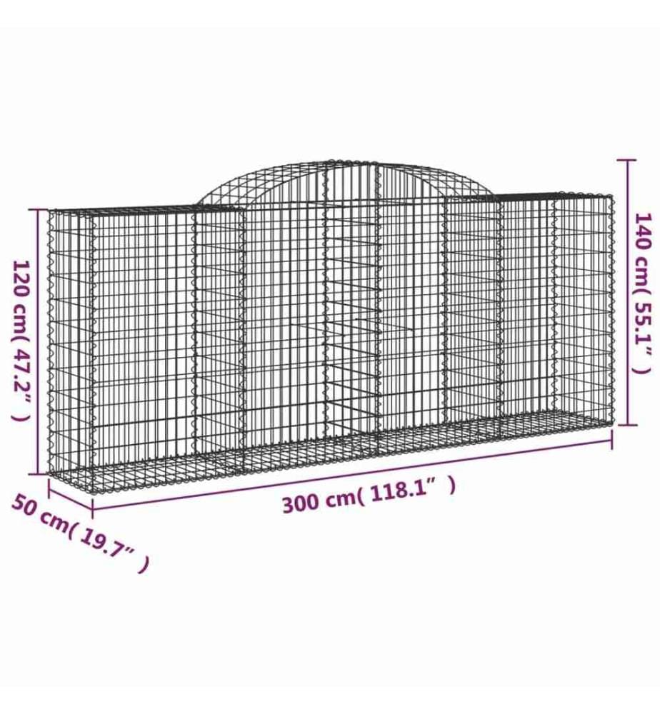 Panier de gabions arqué 300x50x120/140 cm Fer galvanisé
