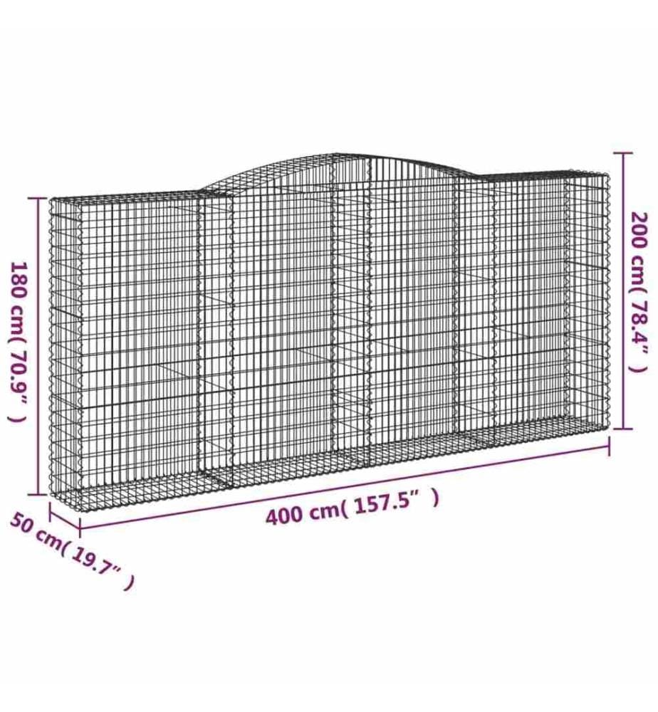 Panier de gabions arqué 400x50x180/200 cm Fer galvanisé