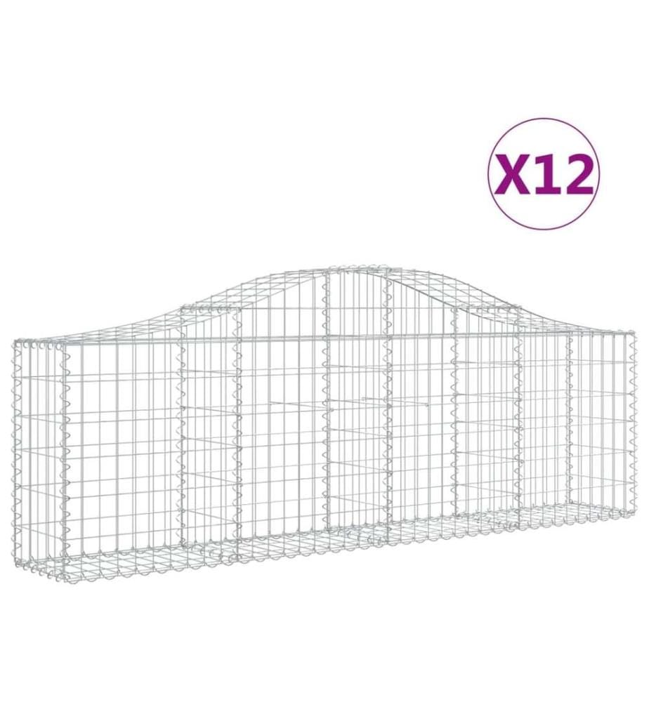 Paniers à gabions arqués 12 pcs 200x30x60/80 cm Fer galvanisé
