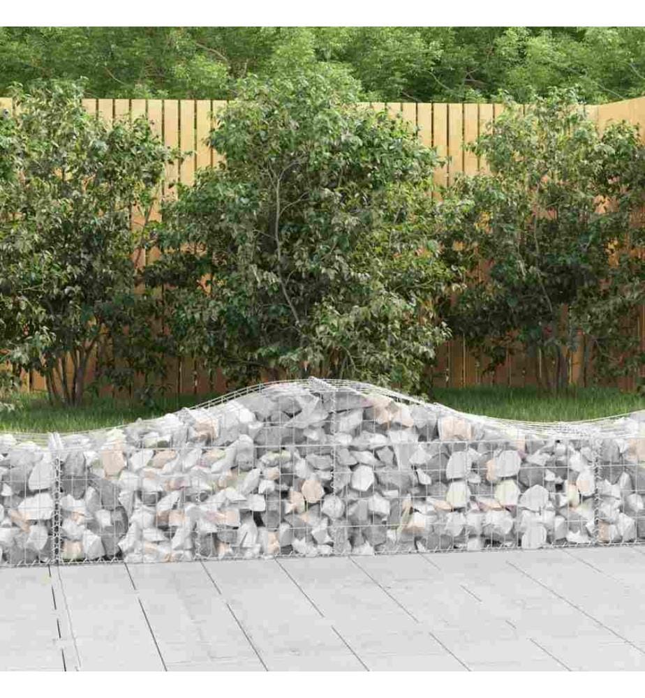 Paniers à gabions arqués 2 pcs 200x50x40/60 cm fer galvanisé