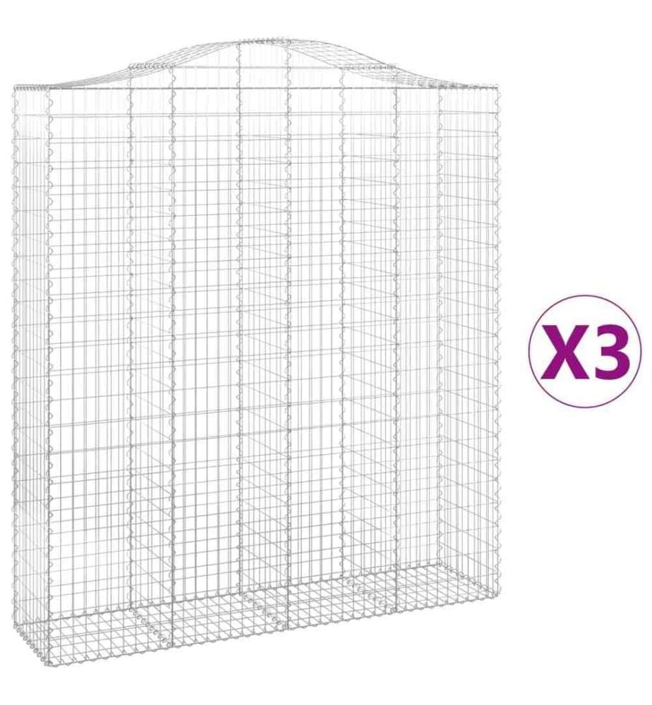 Paniers à gabions arqués 3 pcs 200x50x220/240 cm Fer galvanisé