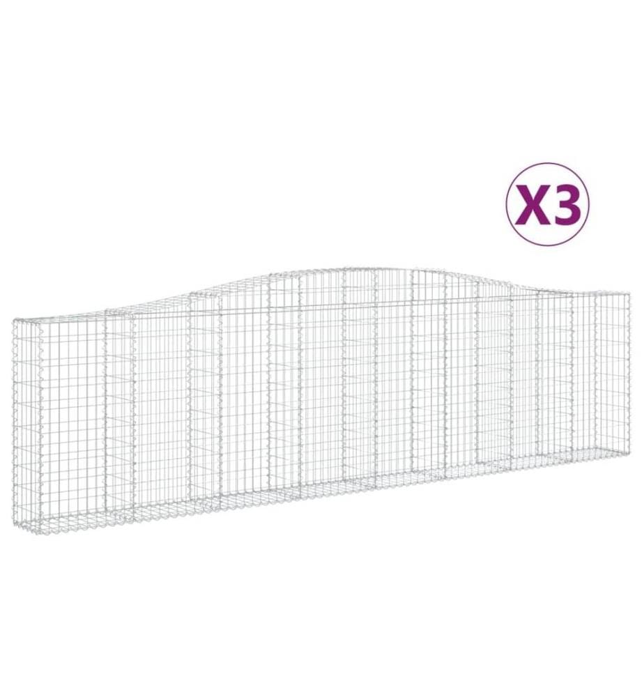 Paniers à gabions arqués 3 pcs 400x30x100/120 cm Fer galvanisé