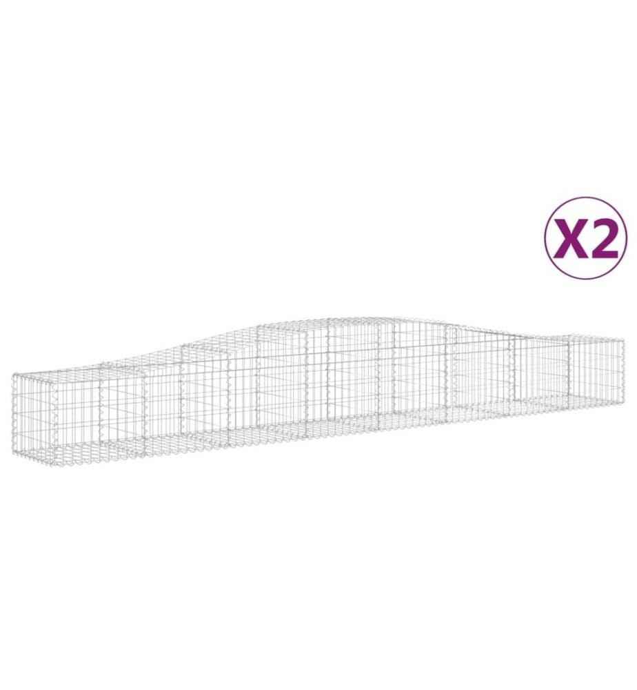 Paniers à gabions arqués 2 pcs 400x50x40/60 cm Fer galvanisé