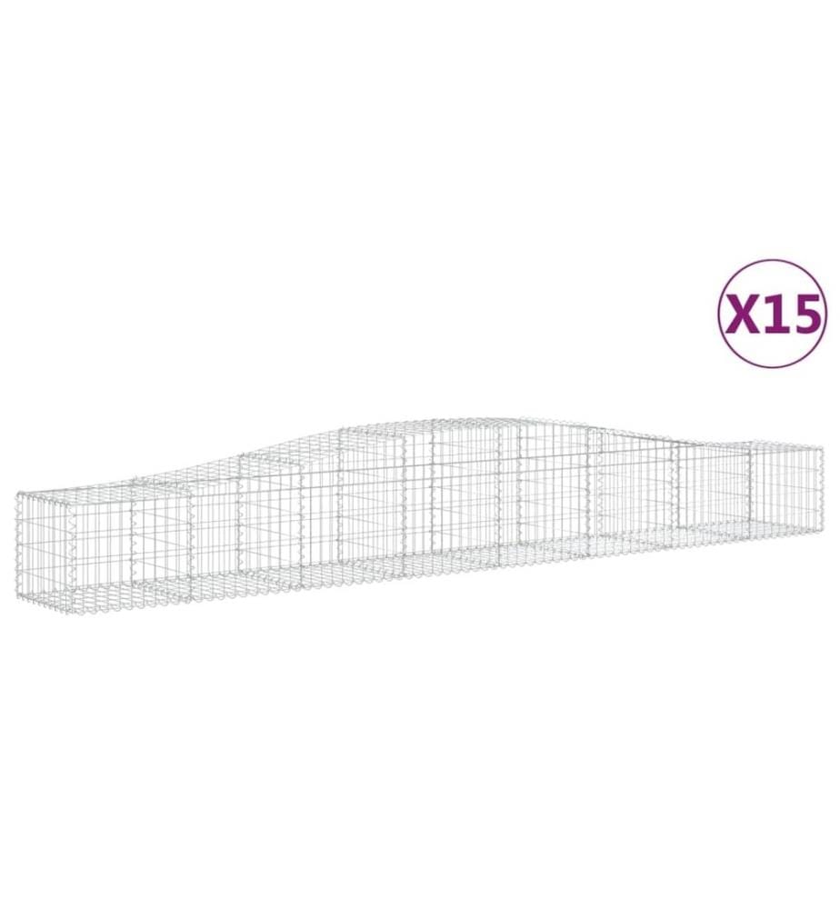 Paniers à gabions arqués 15 pcs 400x50x40/60 cm Fer galvanisé