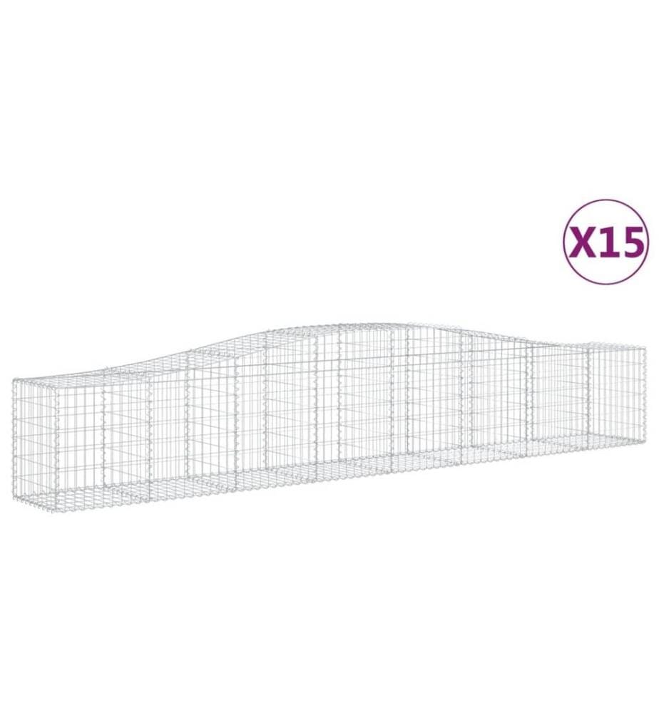 Paniers à gabions arqués 15 pcs 400x50x60/80 cm Fer galvanisé