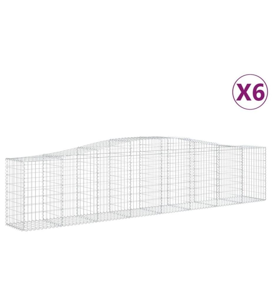 Paniers à gabions arqués 6 pcs 400x50x80/100 cm Fer galvanisé