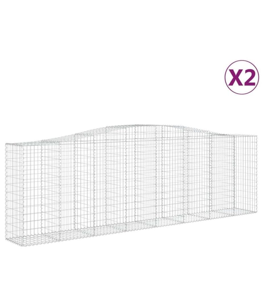 Paniers à gabions arqués 2 pcs 400x50x120/140 cm Fer galvanisé