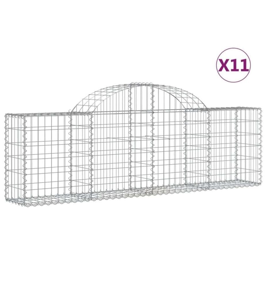Paniers à gabions arqués 11 pcs 200x30x60/80 cm Fer galvanisé