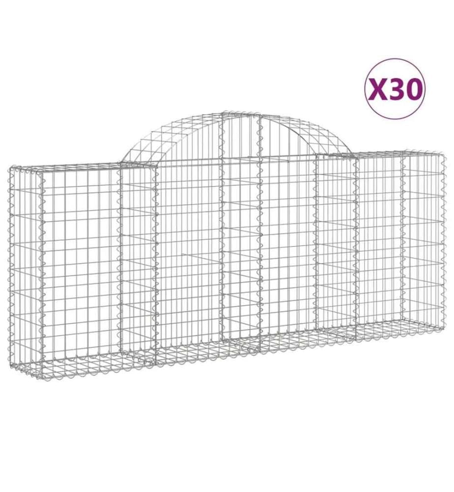 Paniers à gabions arqués 30 pcs 200x30x80/100 cm Fer galvanisé