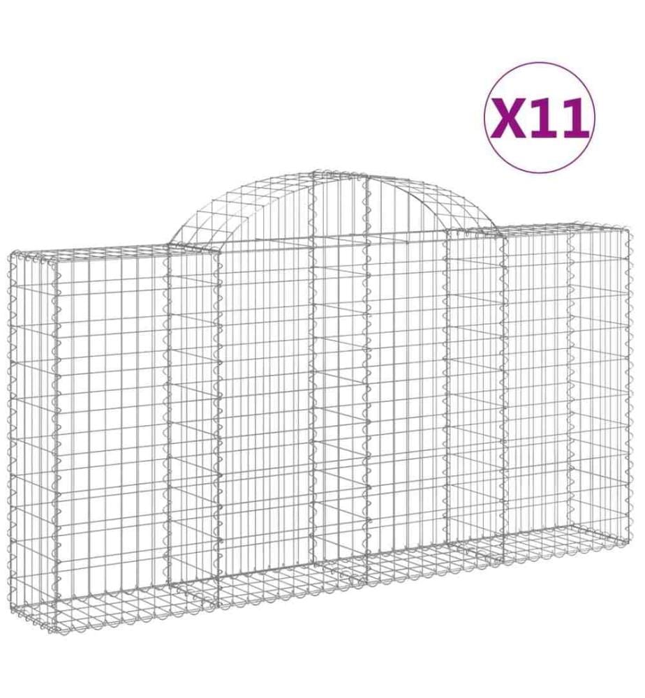 Paniers à gabions arqués 11 pcs 200x30x100/120 cm Fer galvanisé